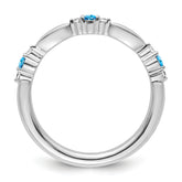 14k White Gold Stackable Expressions Blue Topaz and Diamond Ring